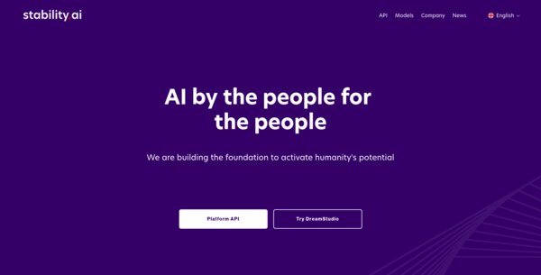 Page d'accueil du site de Stability AI