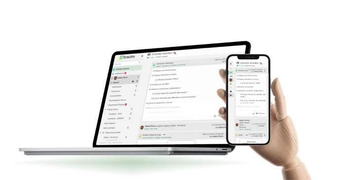Ordinateur et smartphone sur Tracim